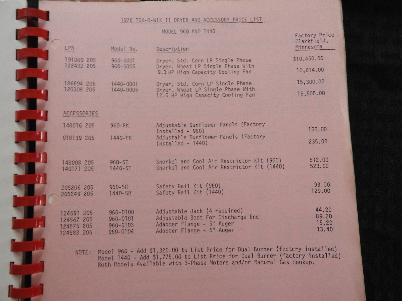 1976 GT TOX-O-WIK GRAIN DRYERS DEALER SALES CATALOG Gilmore-Tatge Clay Center KS