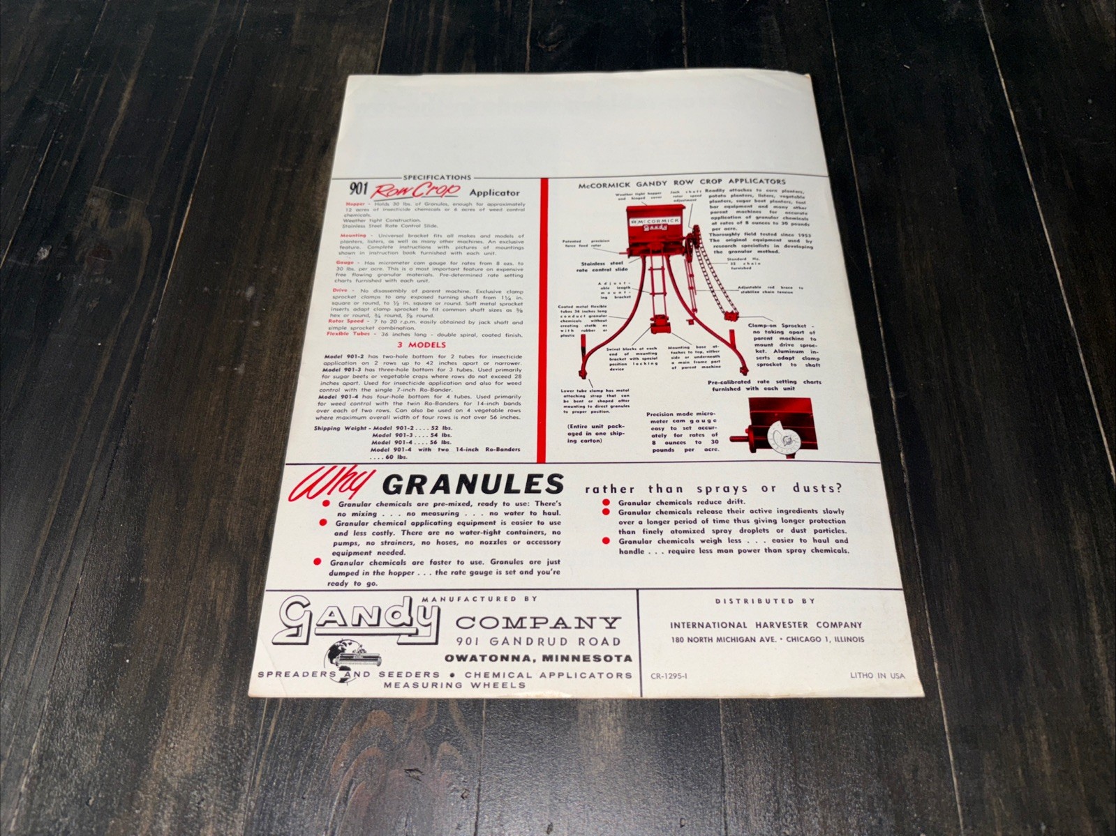 IH McCormick Gandy Granular Chemical Row Crop Applicator Sales Brochure