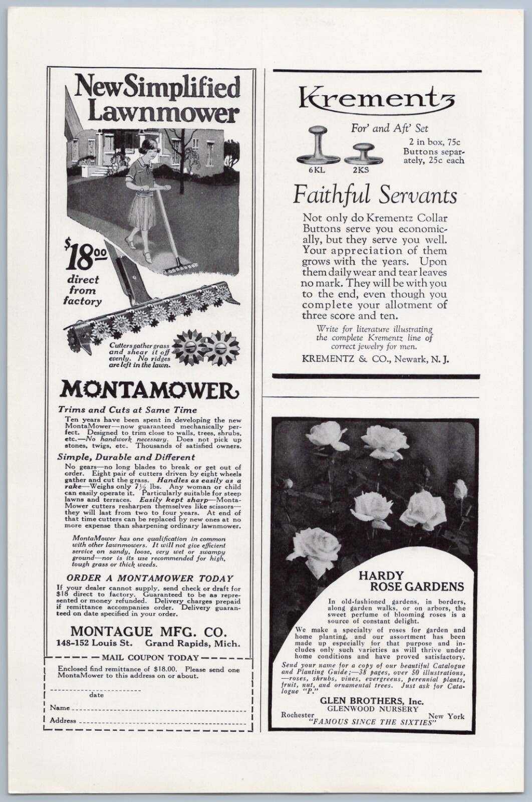 1924 Montague Vintage Ad Montamower Lawnmower Landscape Lawn Yard Grass Cutter