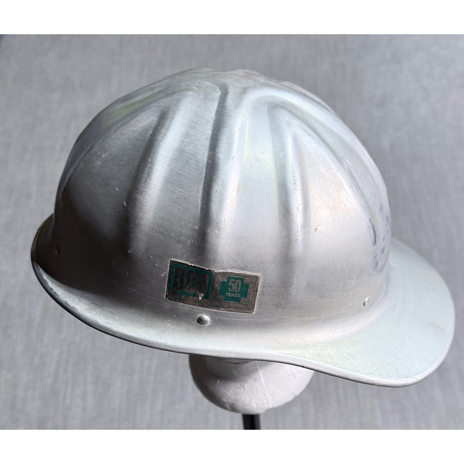 Vintage 60&rsquo;s Aluminum Hard Hat Portland Cement Association Safety Stickers