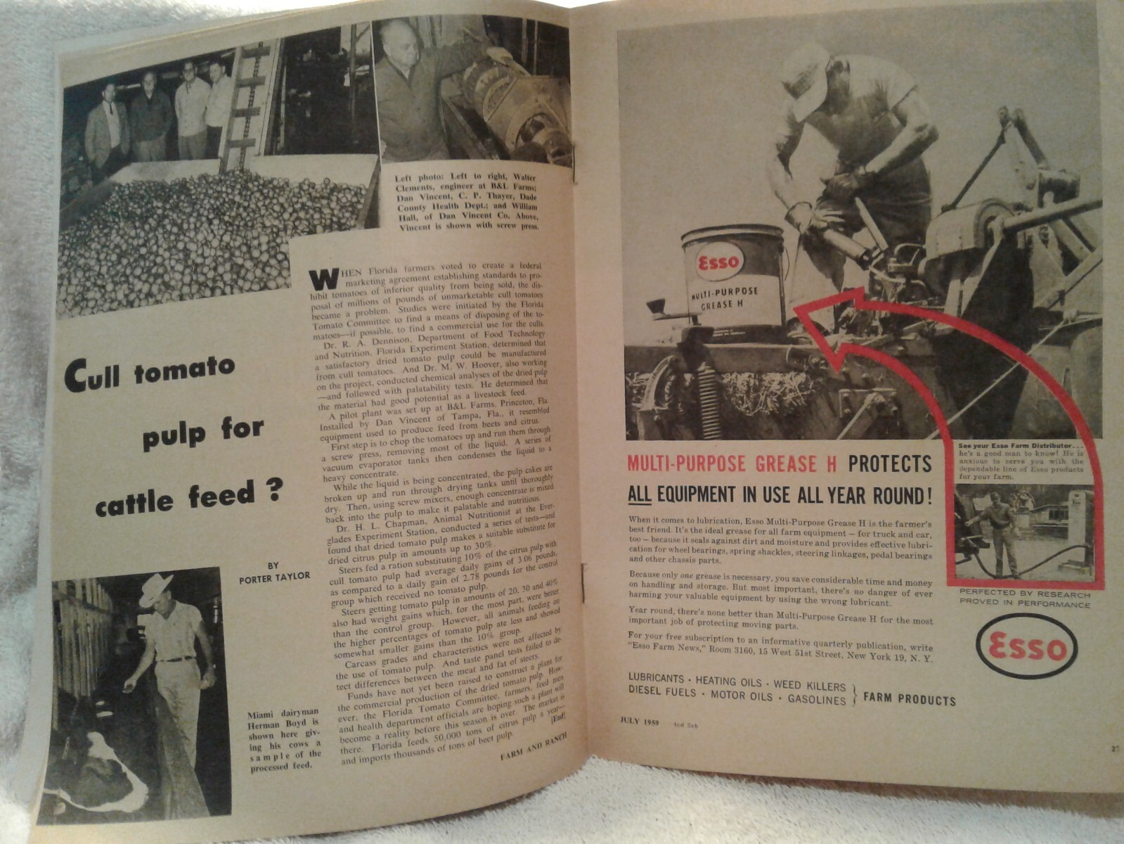 July 1959 FARM & RANCH mag SOUTHERN AGRICULTURIST adver Vol 89 No 7 cig ads Esso