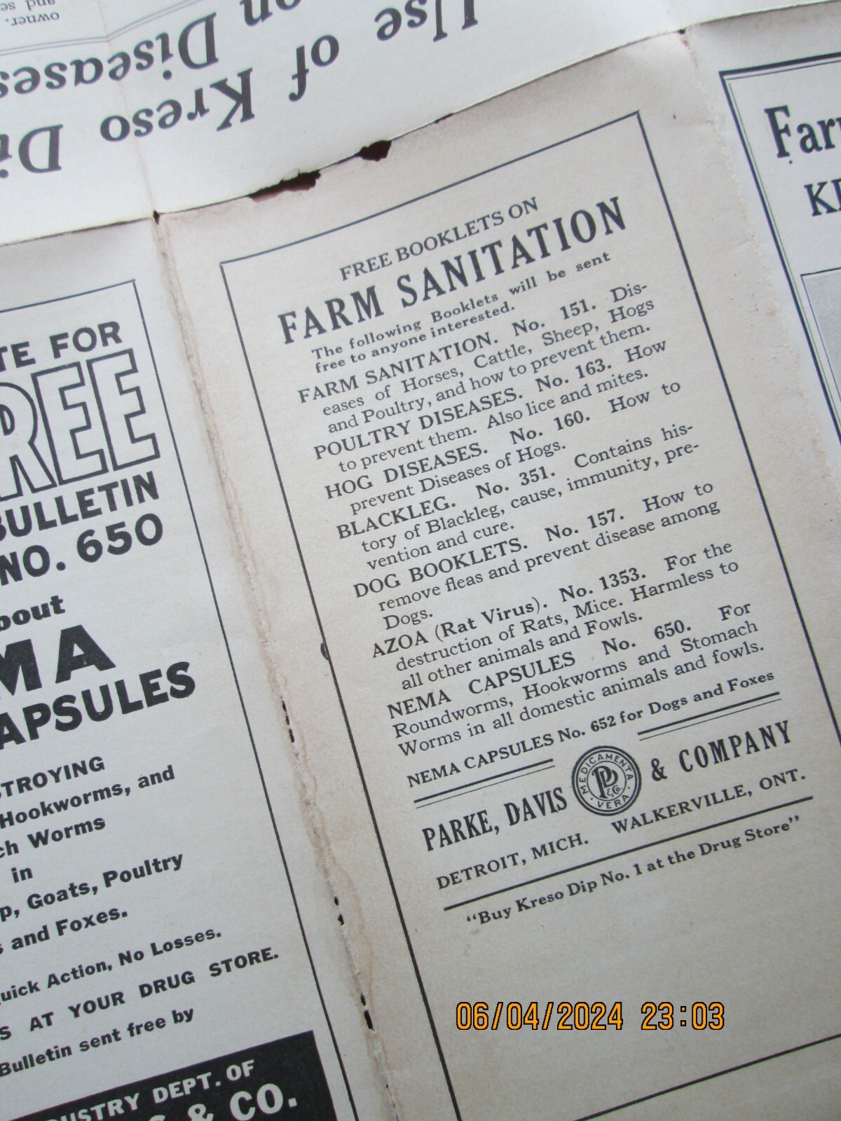 Farm sanitation kreso dip no. 1 brochure 1928