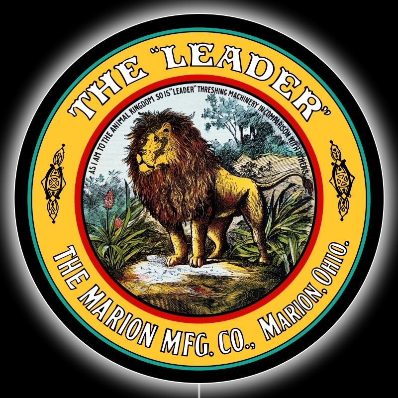 Leader Threshing Machines Marion OH New LED Hanging Lighted Sign: 23&Prime; Dia. Round