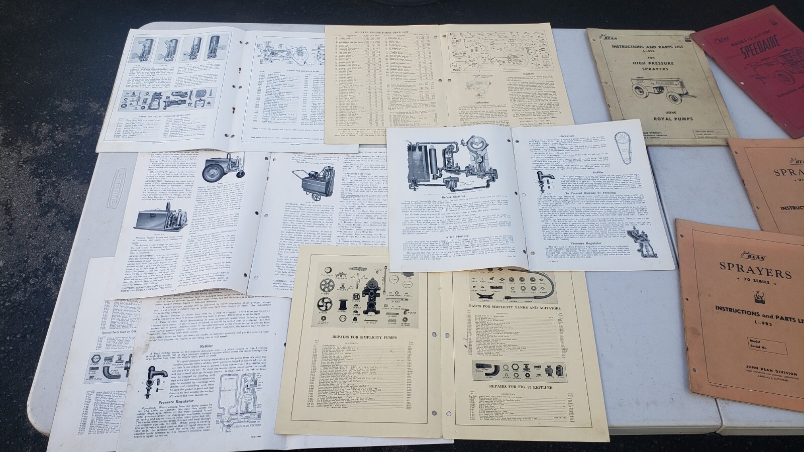 Vtg apple grower John Bean farm sprayer instruction & parts list lot