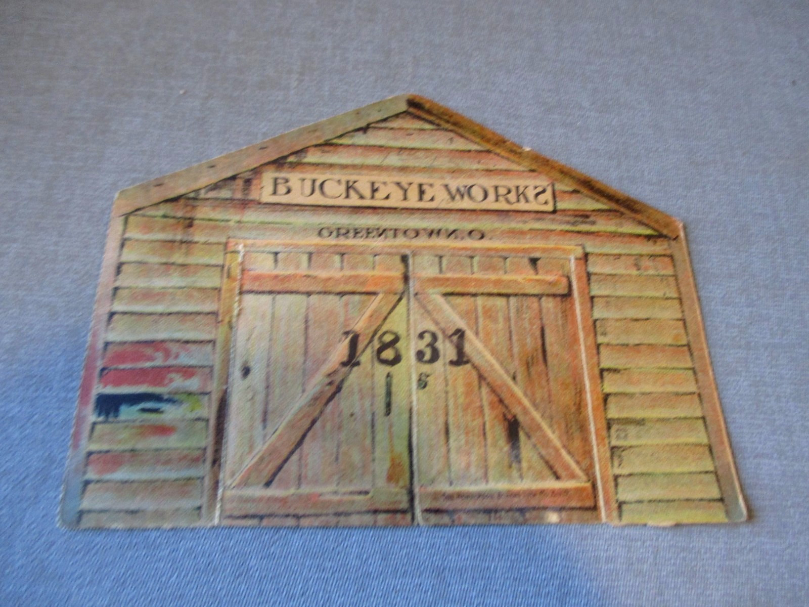 1889 BUCKEYE HARVESTING MACHINE FACTORY FOLD OUT TRADE CARD- CANTON AKRON OHIO