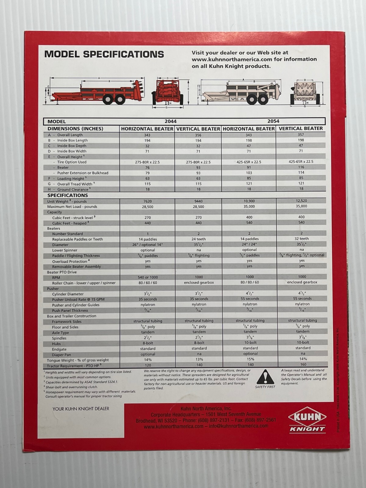 KUHN 2000 ProPush Box Spreaders – Sales Brochure *Original 2009*