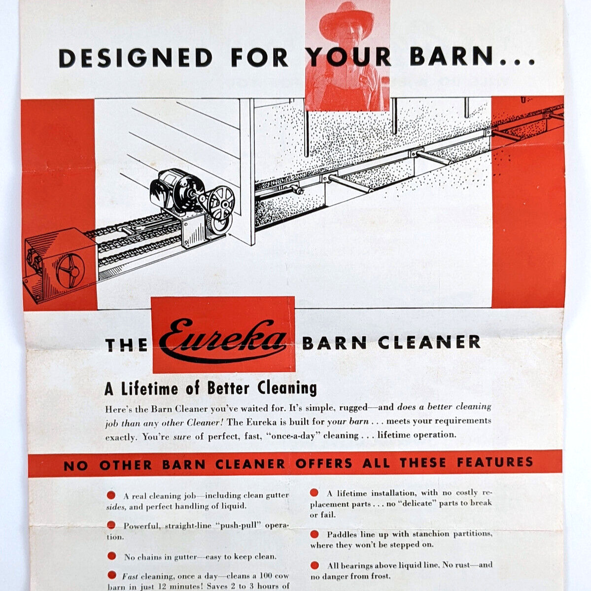 1950 Eureka Barn Cleaner Farm Equipment Eureka Mower Co Advertising Brochure