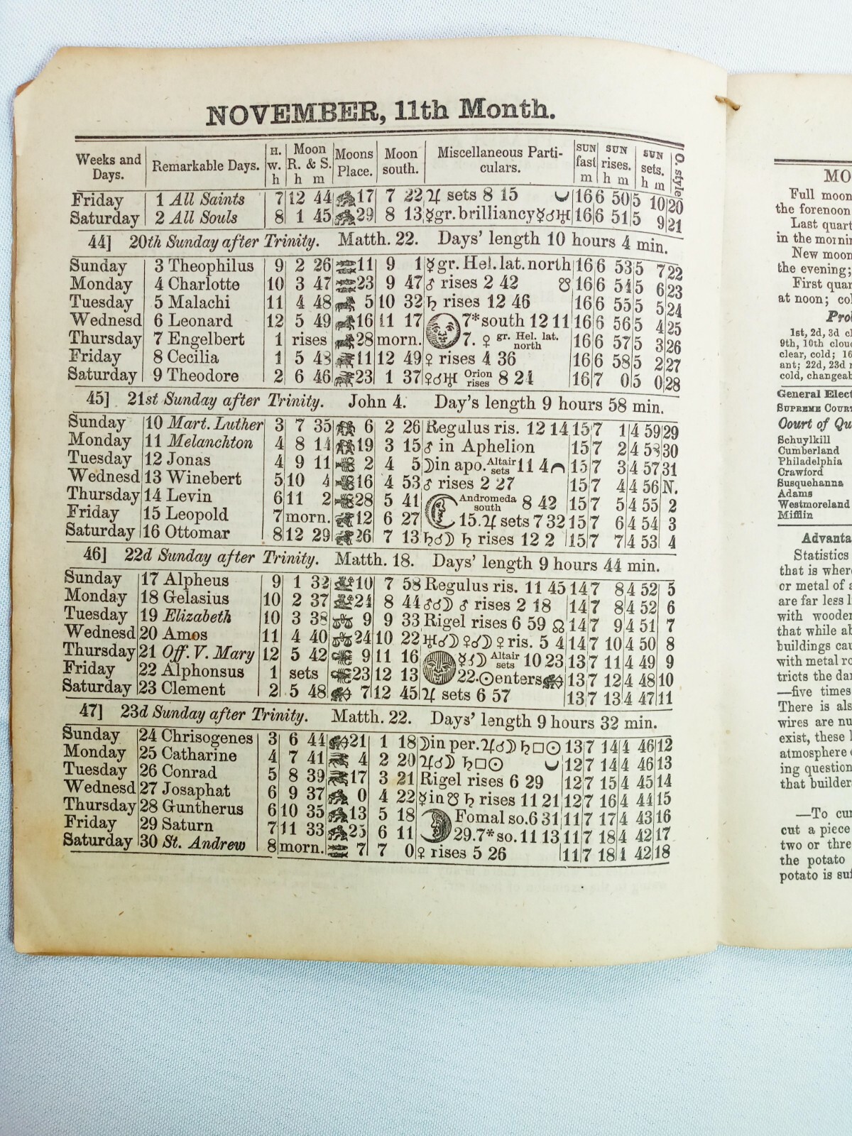John Bear Baer&rsquo;s Agricultural Almanac Lancaster, PA Antique Farmers Vintage 1889
