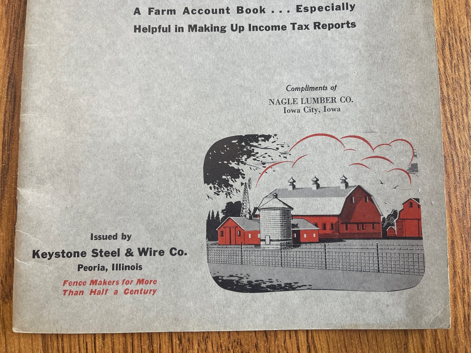 VTG Iowa City Nagle Lumber Advertising Farm Accounting Record Book Keystone