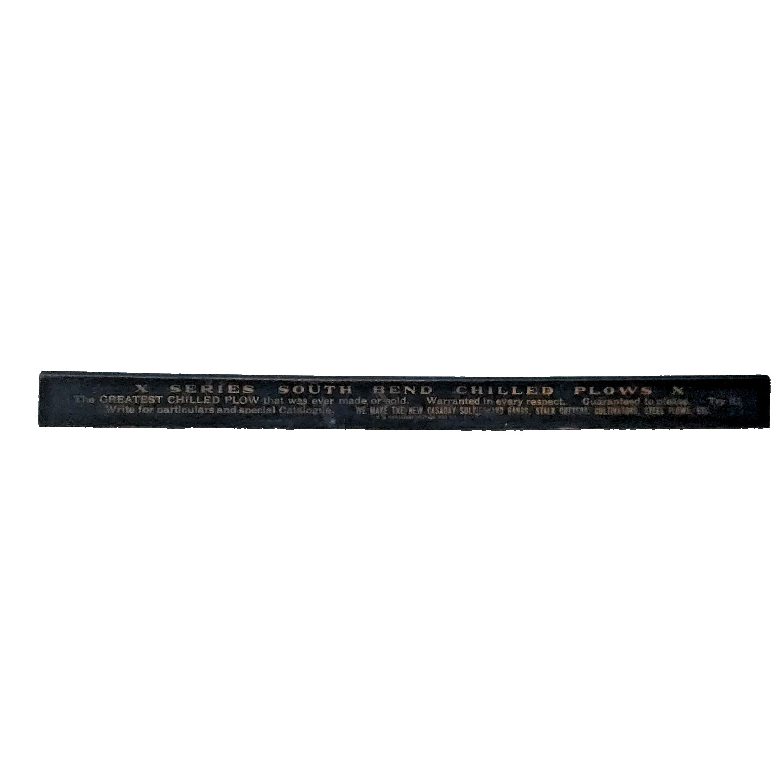 South Bend Chilled Plow Co Vintage Advertising Wood Ruler Farm Tools Cultivators