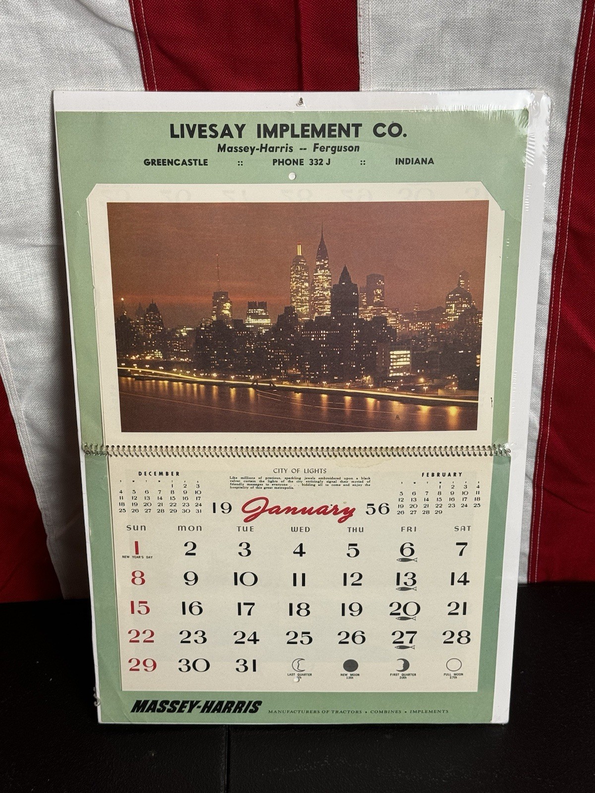 Vintage Lot Rare Massey Harris Vintage Farm Calendars- 1953 1955 1956- On Boards