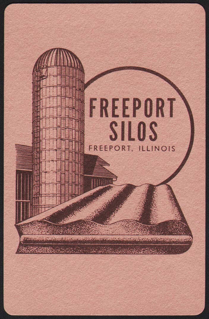 Vintage single playing card FREEPORT SILOS from Freeport Illinois silo pictured