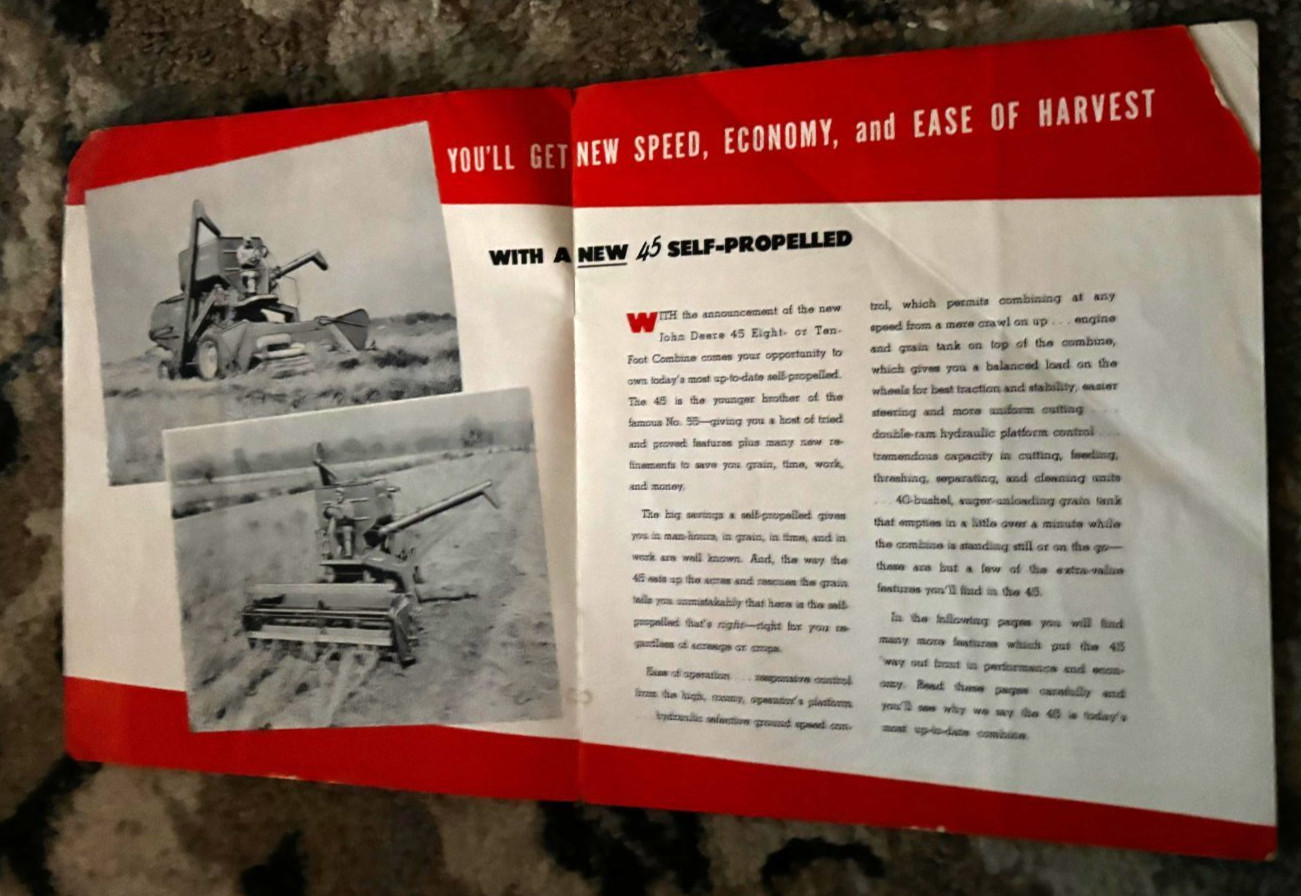 John Deere 45 Self Propelled Combine For 1954 Brochure DCPA26