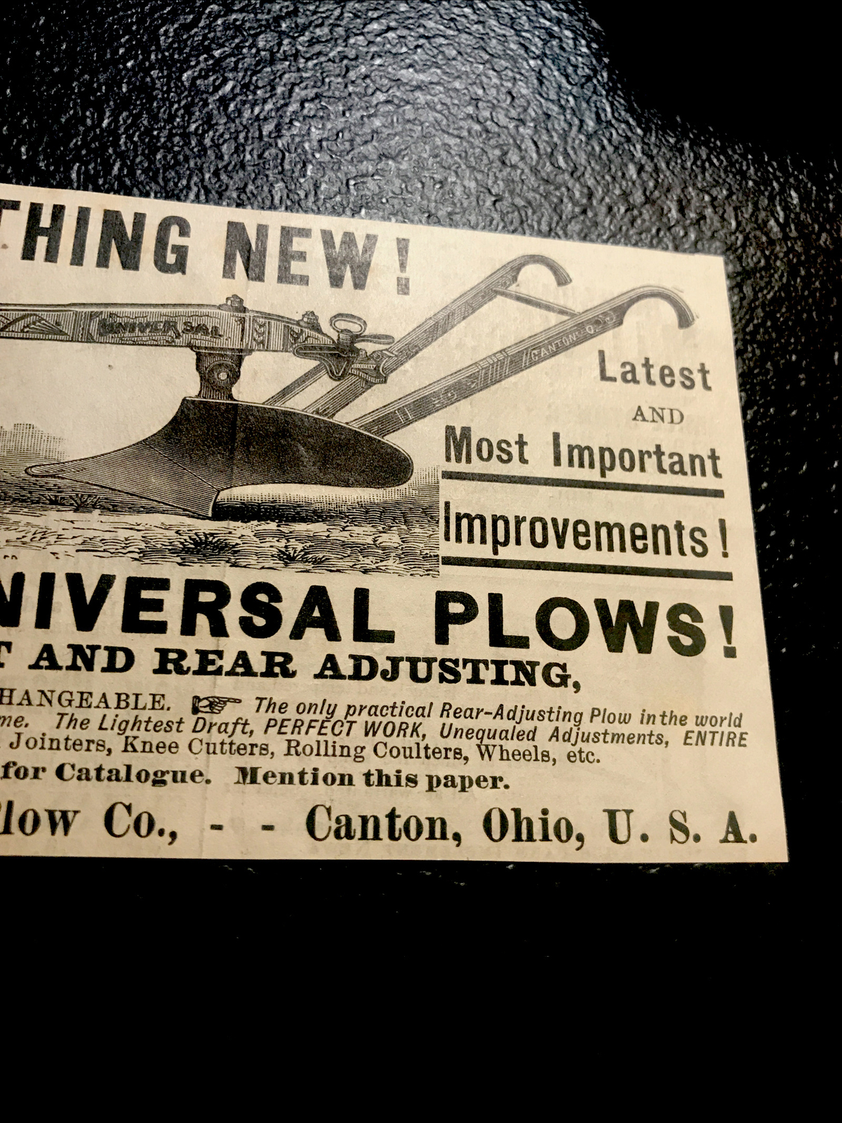 1886 The Universal Plow Co Farm Engraving Advertising – Canton – Ohio