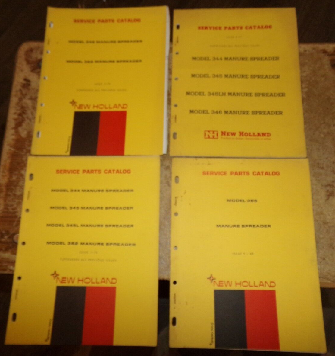 4-lot 1960&rsquo;s-1970&rsquo;s new holland manure spreaders parts catalogs good used