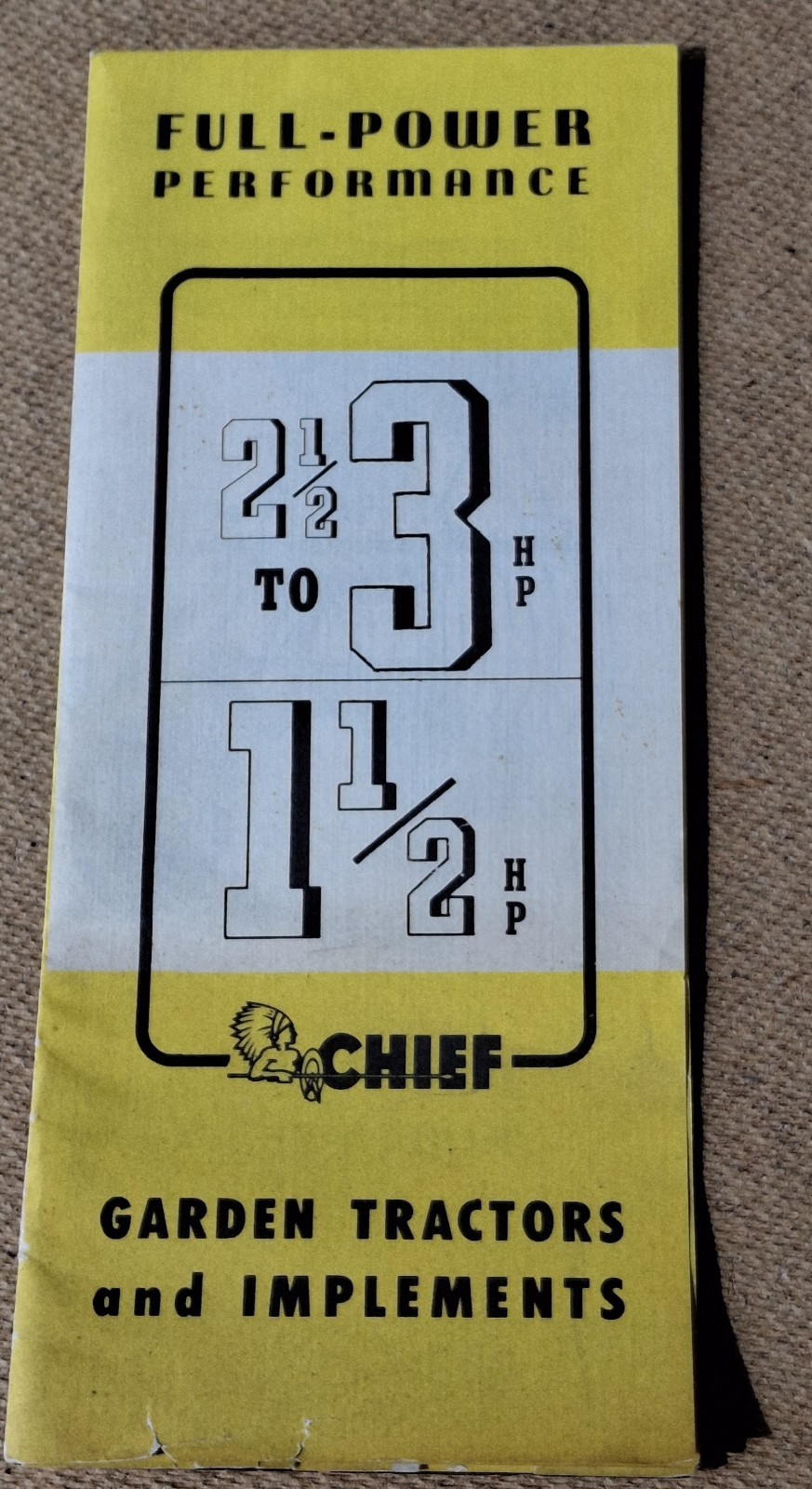 Vintage CHIEF GARDEN TRACTORS Advertising Brochure Great Lakes Rock Creek Ohio