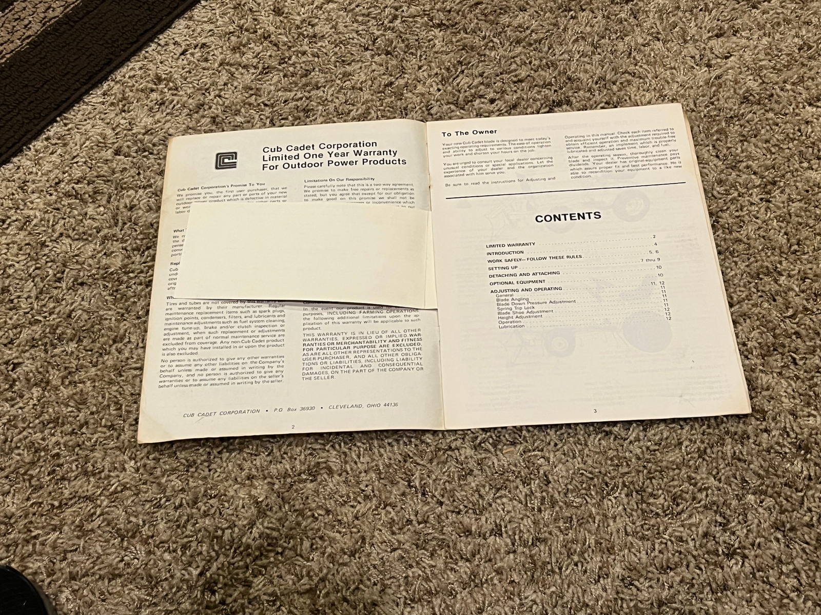OWNER&rsquo;S MANUAL SPRING TRIP 42&Prime;-54&Prime; BLADE OPERATION & SET UP CUB CADET TRACTORS
