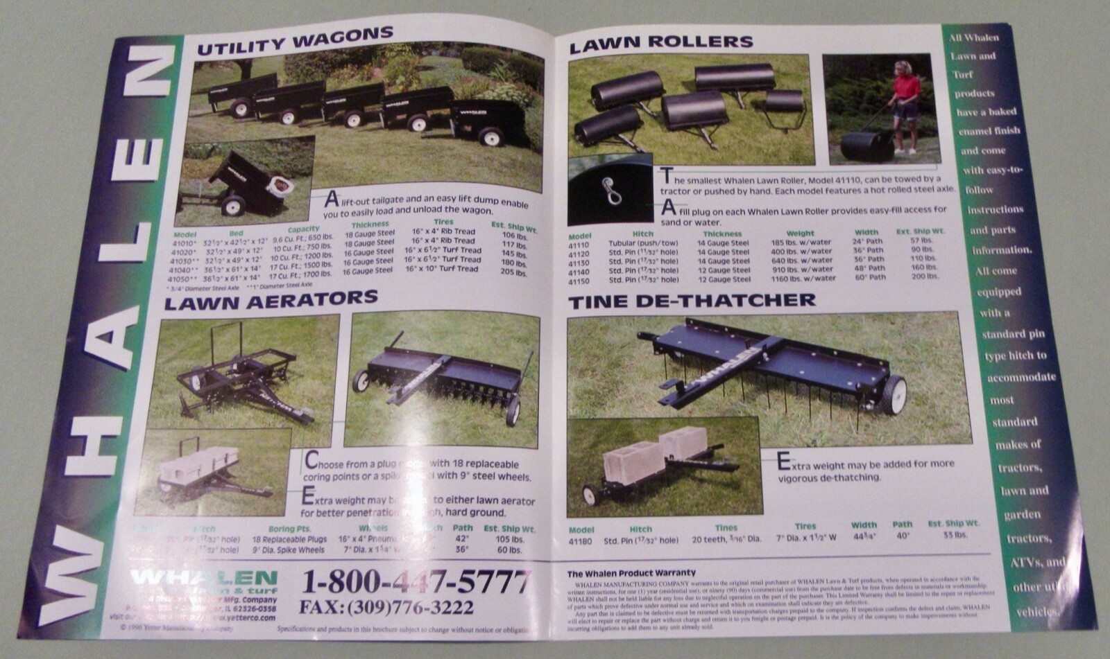Whalen (Yetter) Lawn &Turf Sales Brochures With Prices (Lot of 6) 1994 – 1996