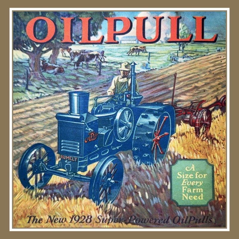 1928 Rumely Super Power Oil Pull Tractor NEW Metal Sign: 12×12&Prime; Square