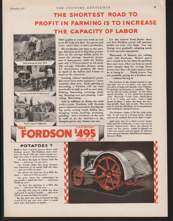 1927 FORDSON TRACTOR FARM CONSTRUCTION PLOW HAY BAILER ENGINE DETROIT 20847
