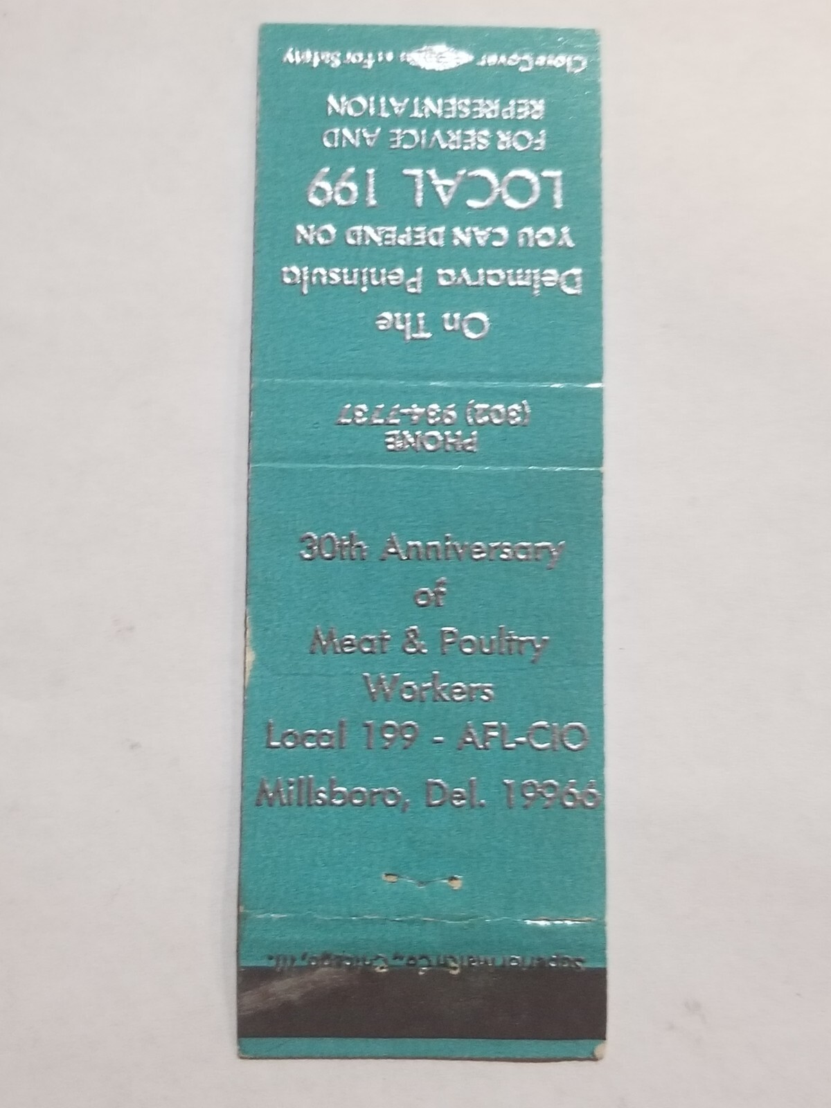 Superior Chicago Matchbook Meat Poultry Workers Union Local 199 Millsboro DE M10