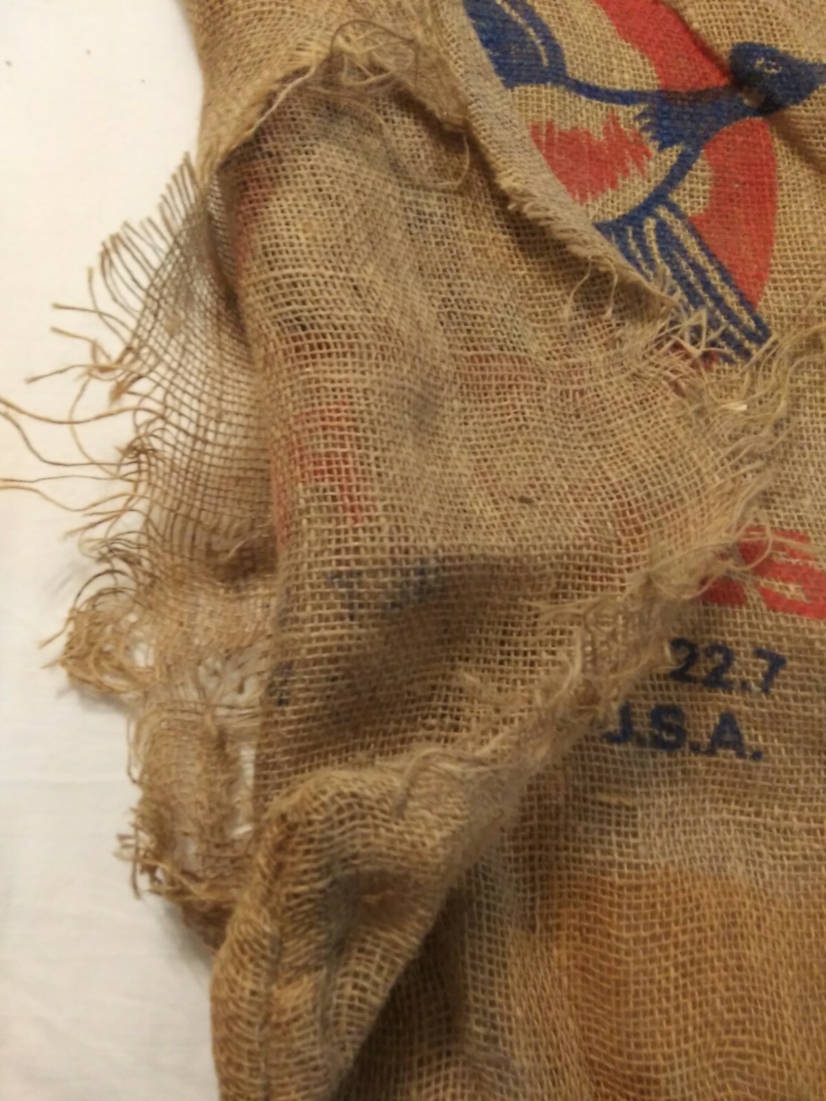 Vtg. (2) Minnesota Northern Flight Potato sacks burlap tattered torn 50 lbs