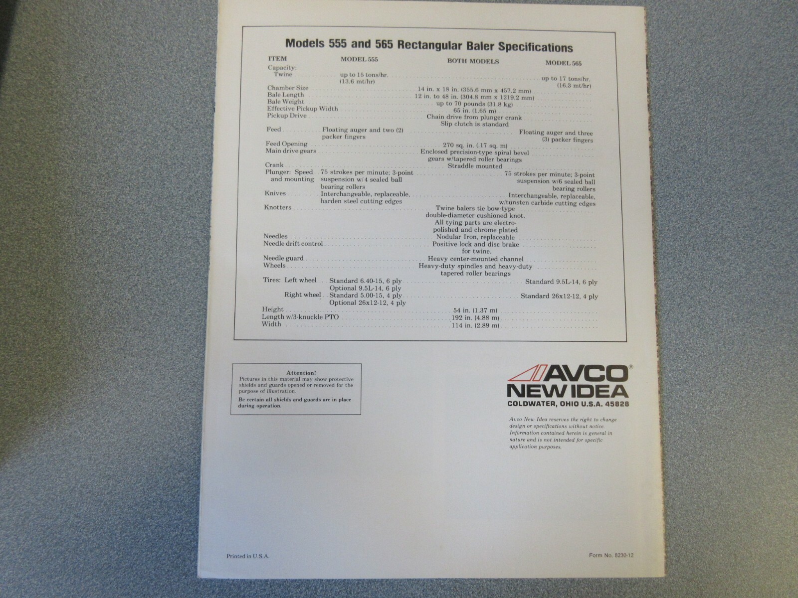 Avco New Idea Rectangular Balers Sales Brochure