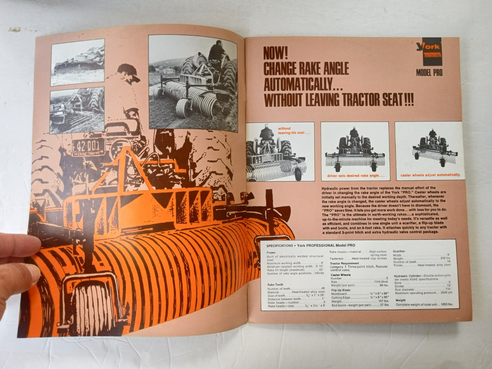 YORK RAKES Sales Brochure Models PRO RE RS TA1 TA2 RW Catalog 1970&rsquo;s