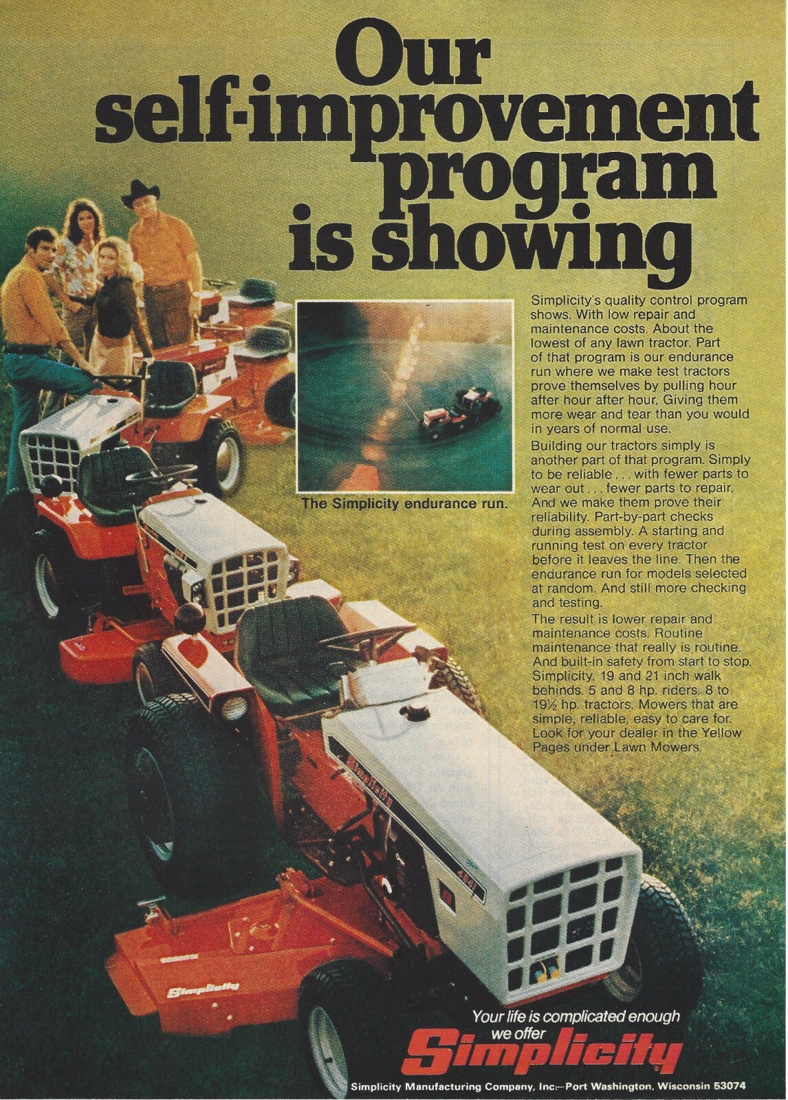 1973 Simplicity Riding Lawnmower Lawn Tractor vintage Print Ad Advertisement