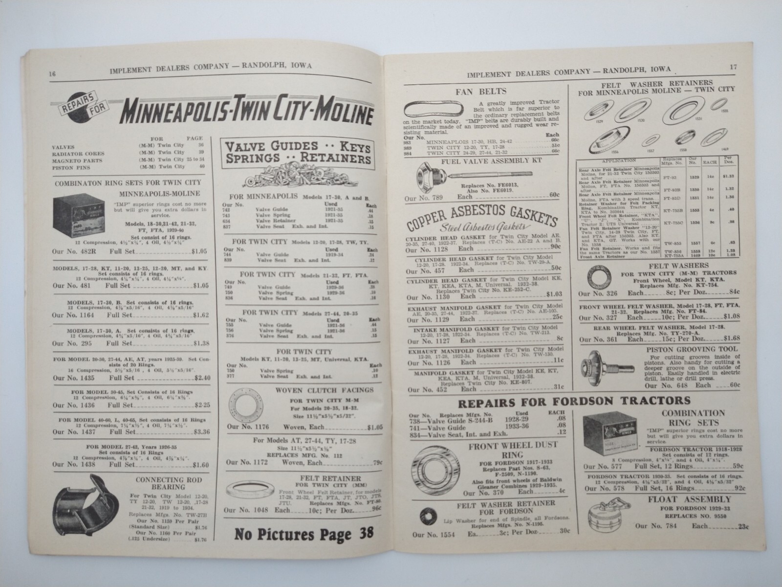 VTG 1943 Implement Dealers Co. Catalog RANDOLPH IA Tractor Truck Parts DEVIL IMP