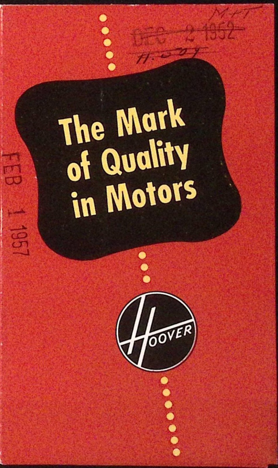 1957 Hoover The Mark of Quality in Motors Brochure North Plainfield NJ