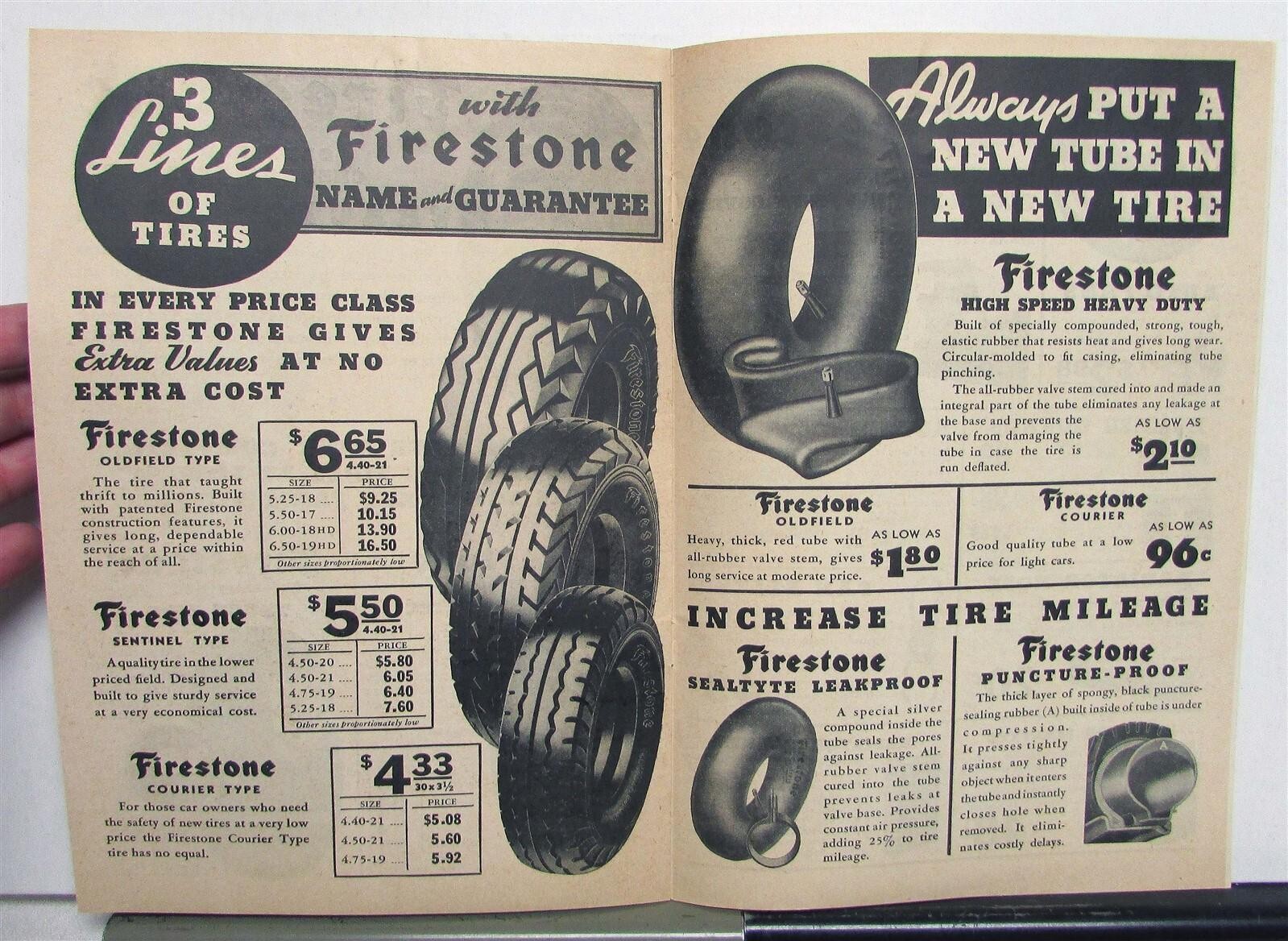 1935 Firestone Tractor Tires Chart Specifications Agriculture Sales Catalog