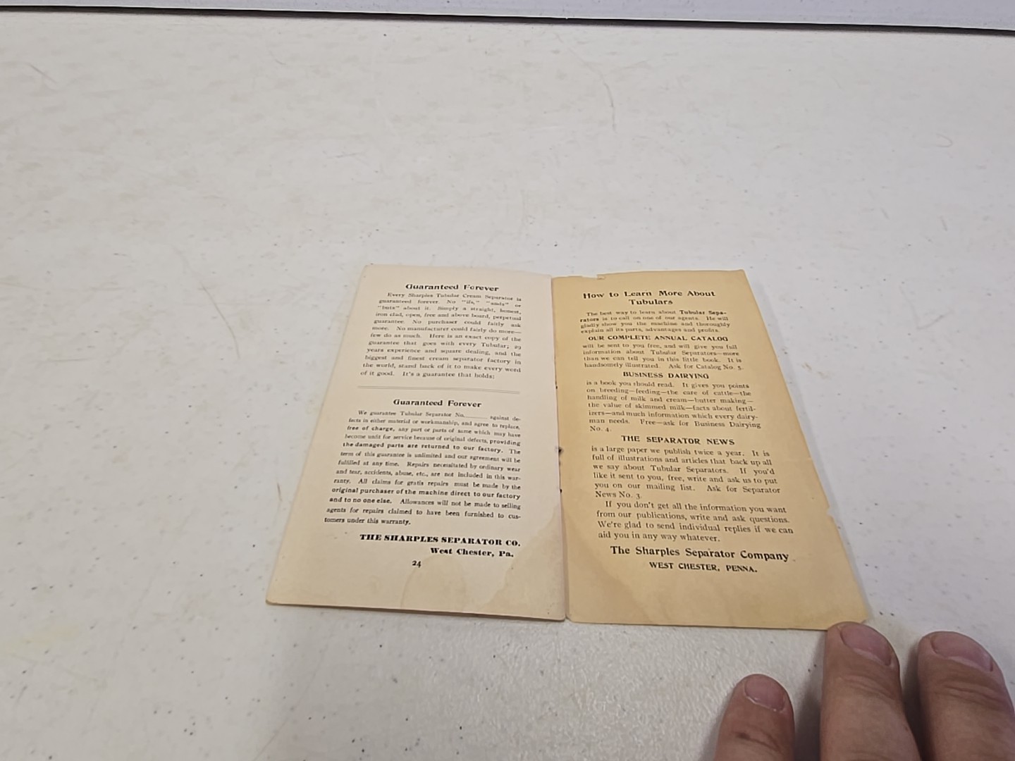Antique Sharples Separator Co Tubular A Cream Seperators Price List Brochure