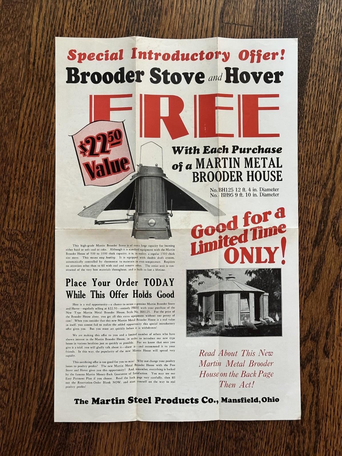 1930s Martin Poultry CHICKEN Brooder House FARM Advertising Mansfield OH Vintage