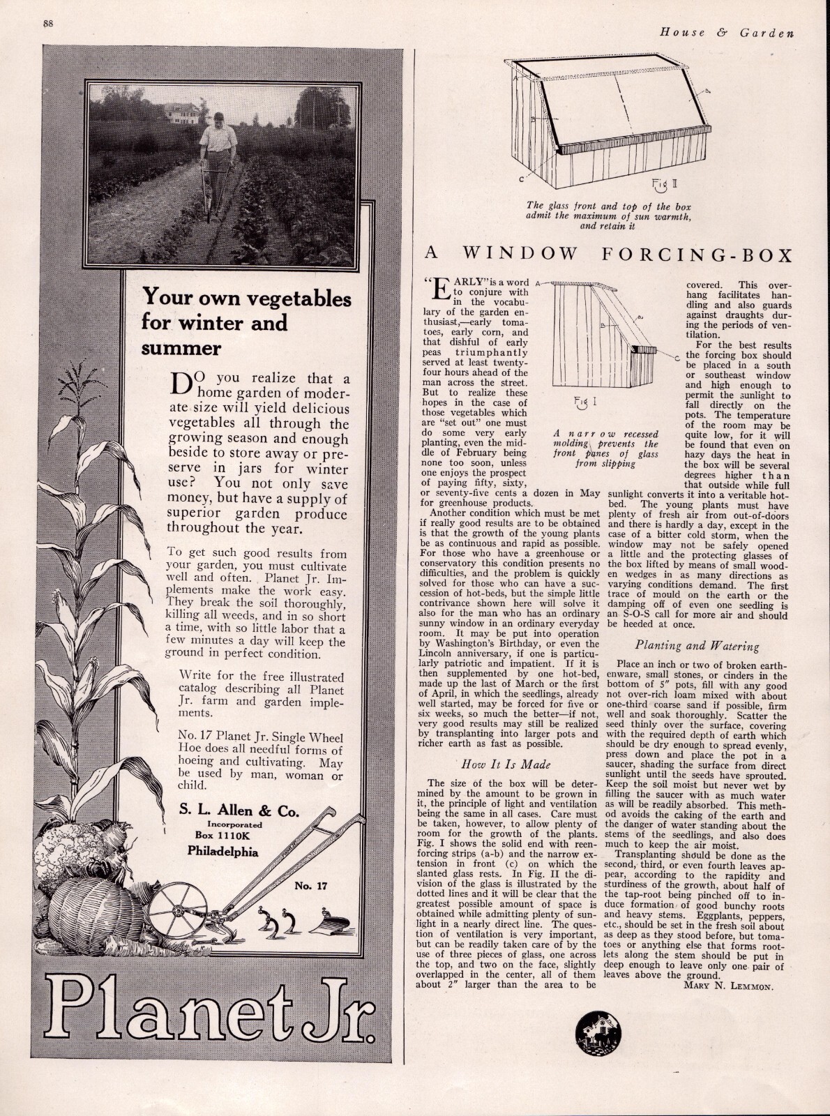 1921 PLANET JR. Single Wheel Hoe Cultivator Décor Ephemera Vintage 20&rsquo;s Print Ad
