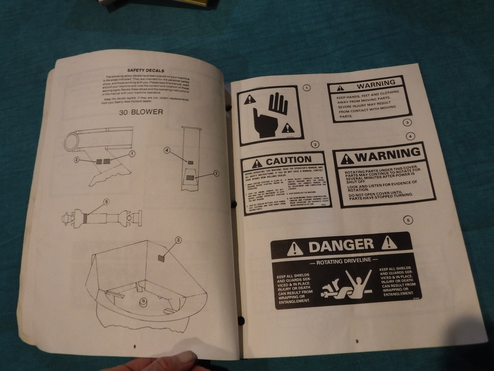 Whirl-A-Feed Blower Operator&rsquo;s Manual 28 30 40 Sperry New Holland BOOKLET