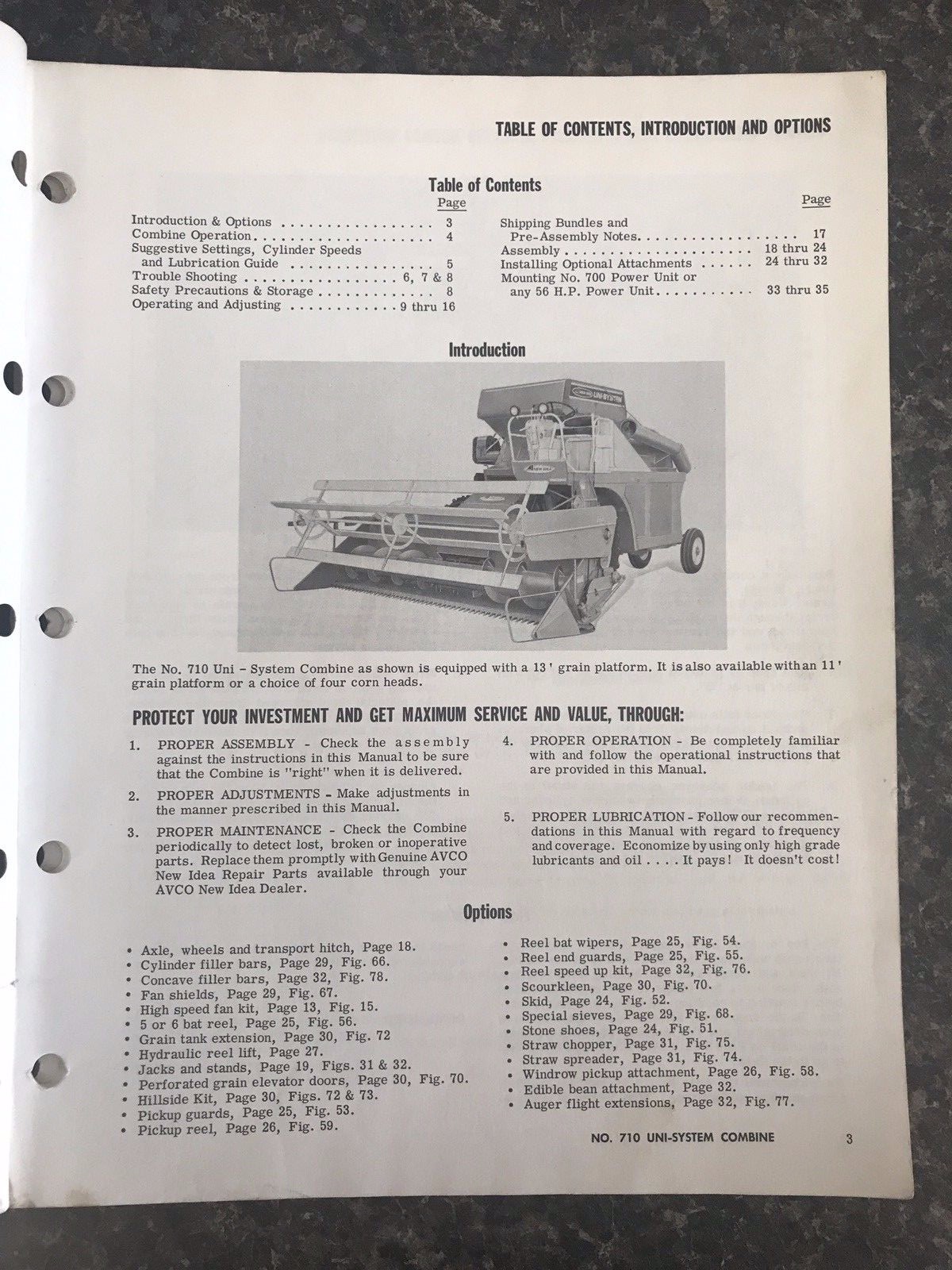 New Idea No. 710 Uni-System Combine Operator&rsquo;s Manual No. UC-104