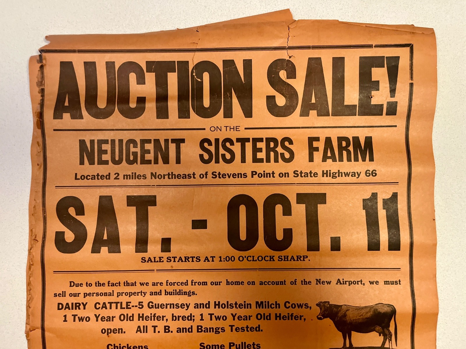 3 Antique Wisconsin Farm Auction Broadsides Neugent Sisters Stevens Point WI