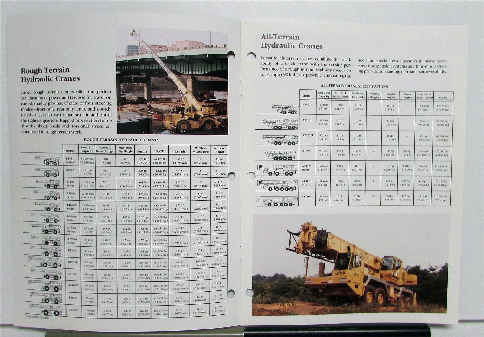 1993 Grove Mobile Cranes Specifications Construction Sales Brochure