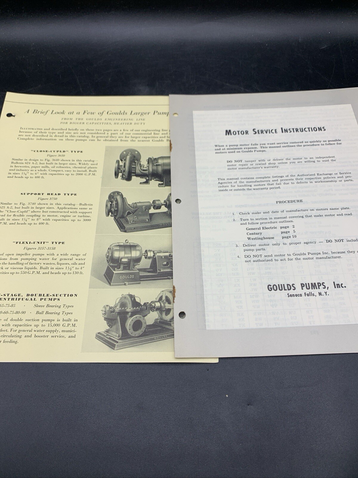 Large Lot 1940’s Goulds Pumps Sales Brochures-Install-Maintenance-Price Lists