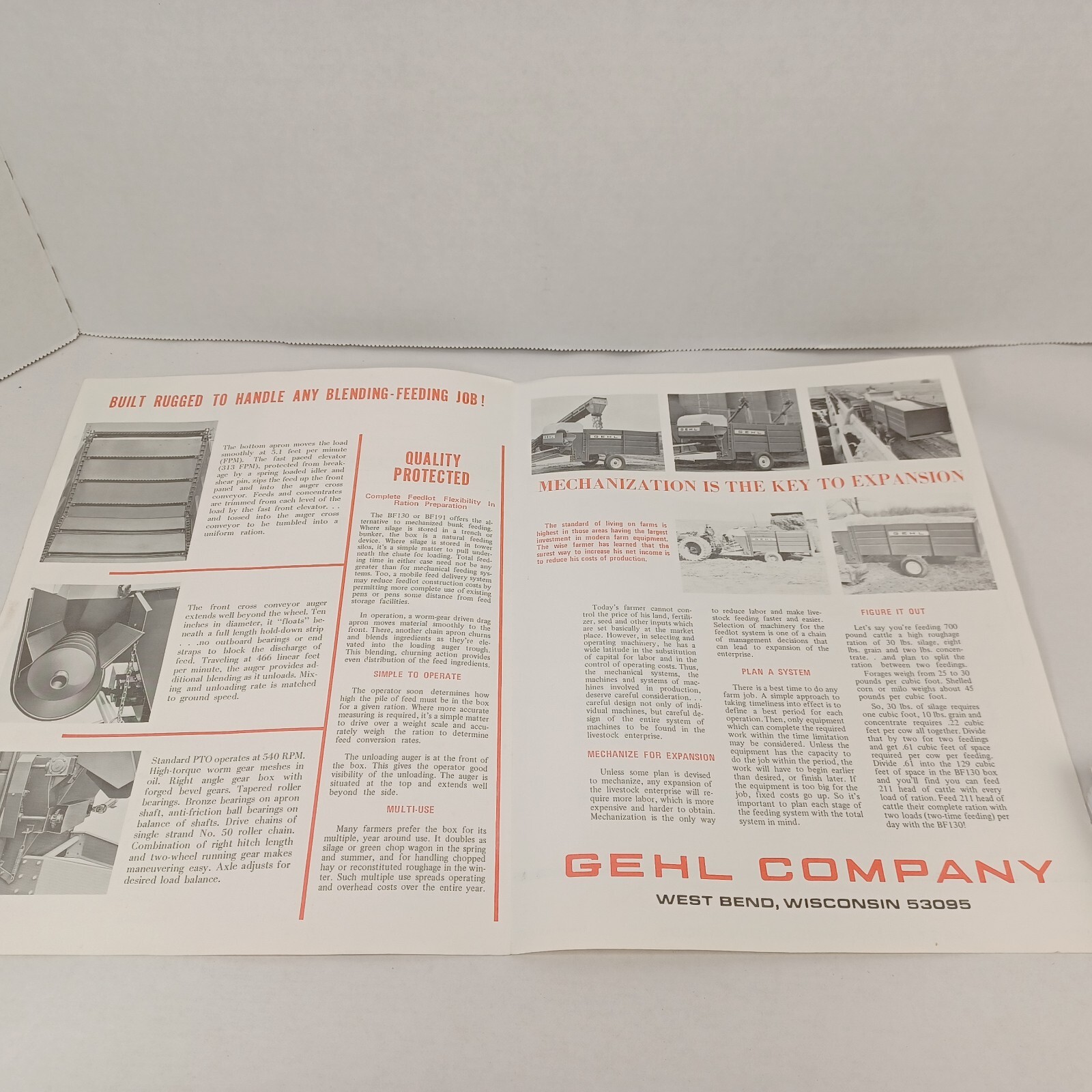 Gehl BF130 BF190 Feed Box Wagon Farm Implement Brochure Pamphlet