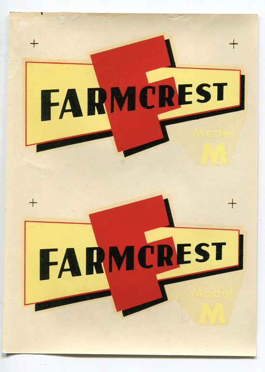Farmcrest Model M Agriculture Farming Decal NOS