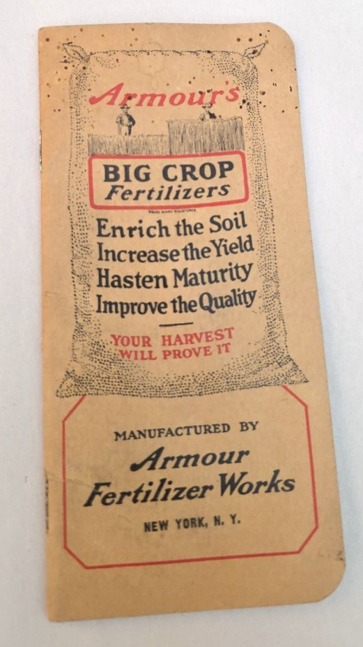 Vintage Armours Big Crop Fertilizers 1924-25 Pocket Calendar Notebook Memo Book