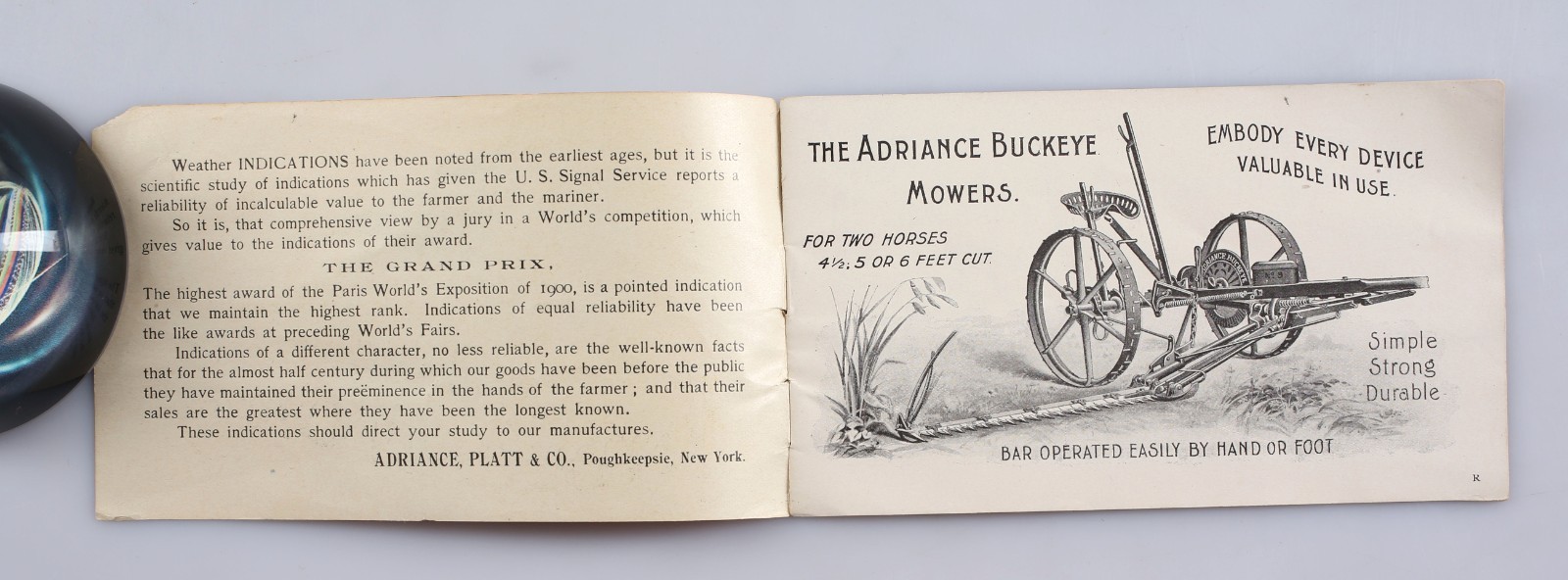 Rare Vintage Andriance Buckeye Mowers Catalog & Weather Indications Guide 1900s