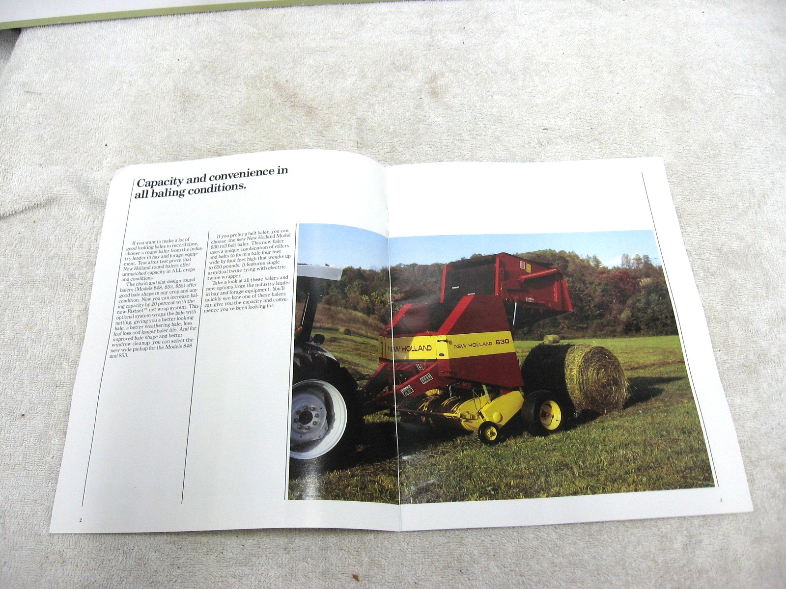 VINTAGE 1989 FORD NEW HOLLAND TRACTOR ROUND BALER BROCHURE 630 848 853 855