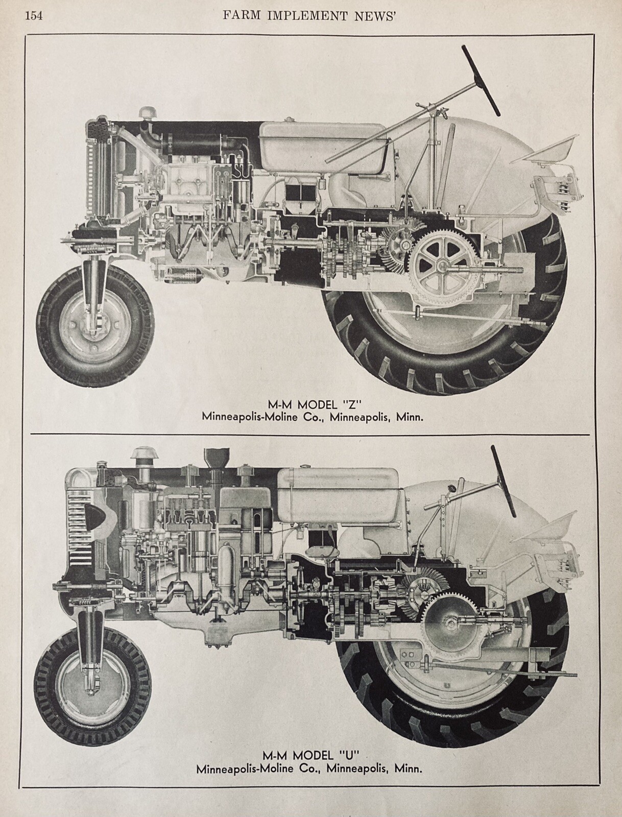 1953 AD.(XH21)~MINNEAPOLIS-MOLINE, IH, OLIVER TRACTOR CROSS-SECTION VIEWS