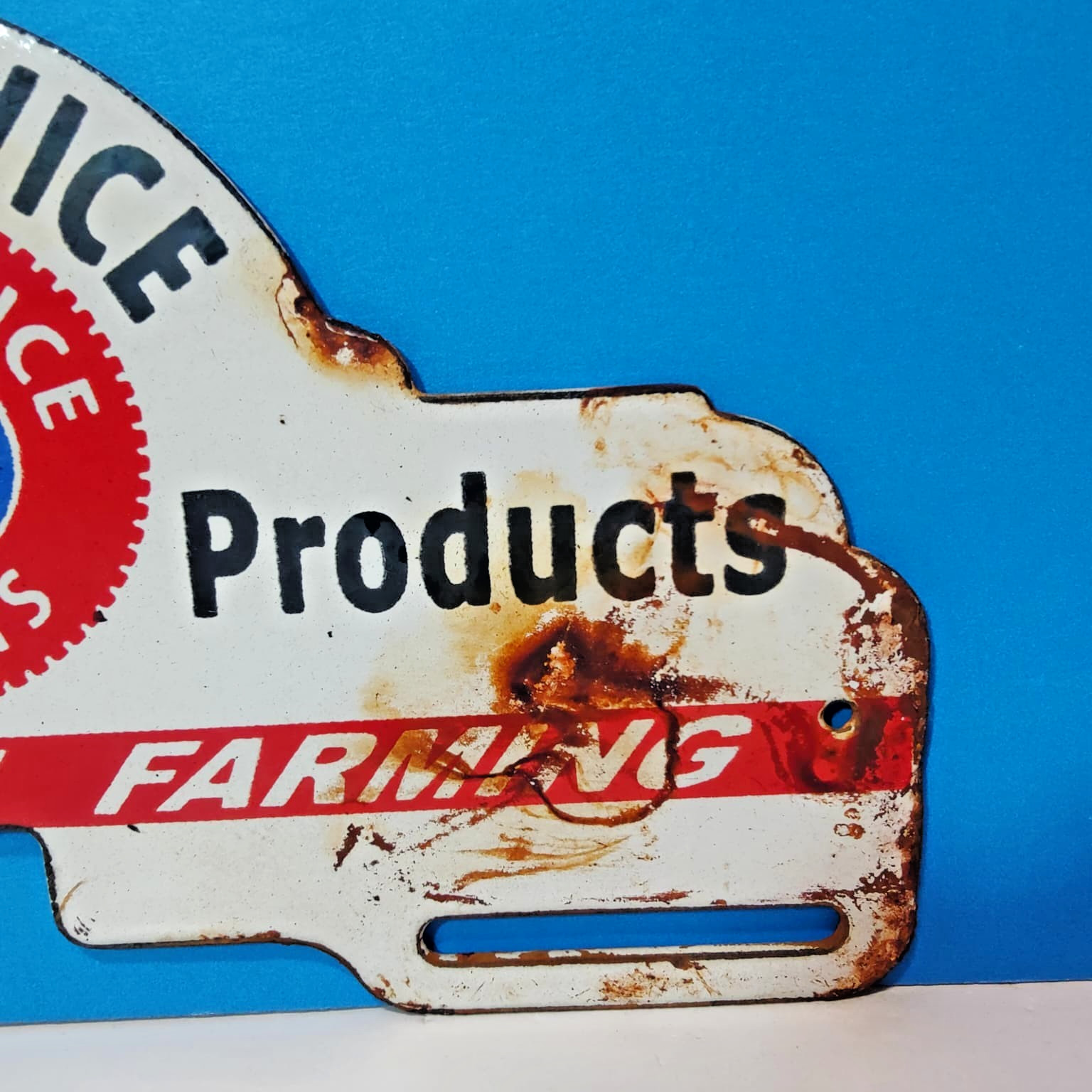 Vintage Quality Farm Service Products Porcelain Enamel Sign 8&Prime; x 4&Prime;