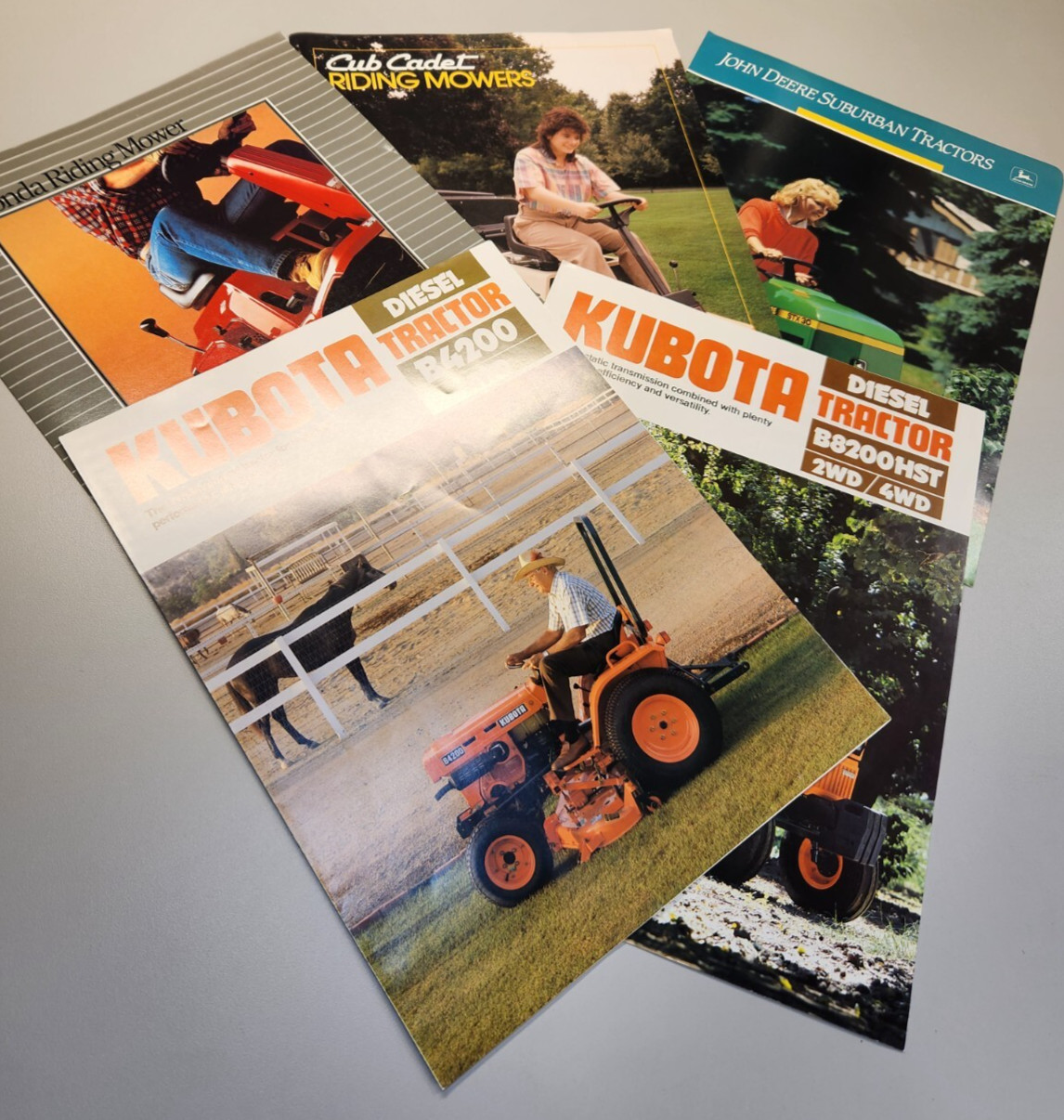 Lot of 5 Vintage Riding Mowers Sales Brochures John Deere Kubota Cub Cadet Honda