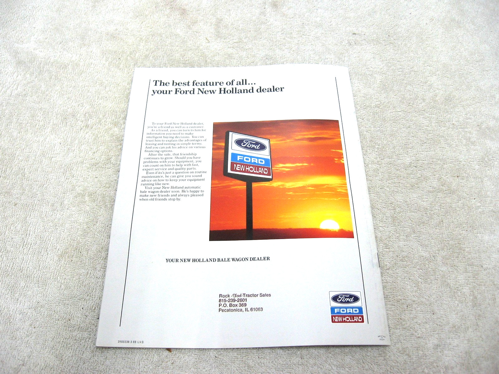 1988 FORD NEW HOLLAND TRACTOR PULL TYPE BALE WAGON BROCHURE 1003 1036 1037