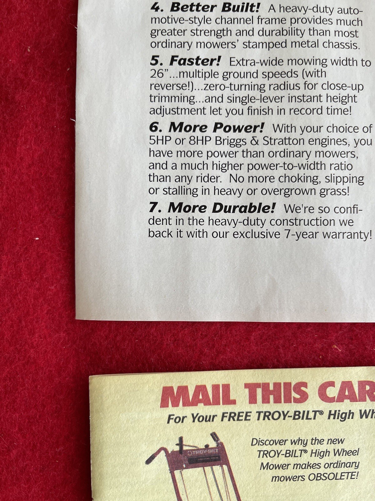 Vintage 1994 Print Ad Troy Bilt High Wheel Mower Advertisement